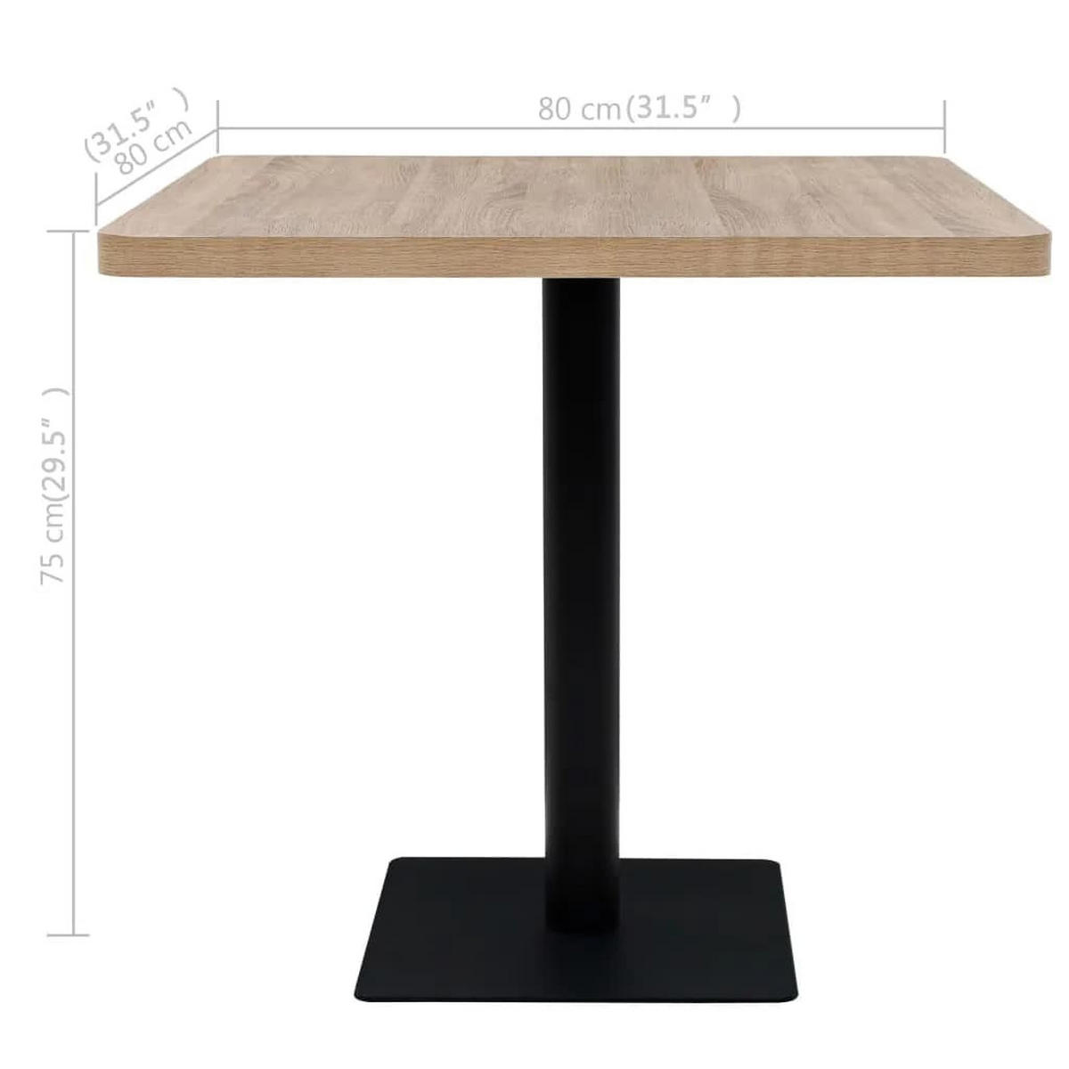 BISTROTISCH Industrial-Stil 80/80/75 cm aus Mdf, Stahl Eichenoptik Quadratisch - Eichefarben, Holzwerkstoff (80/80/75cm) - vidaXL
