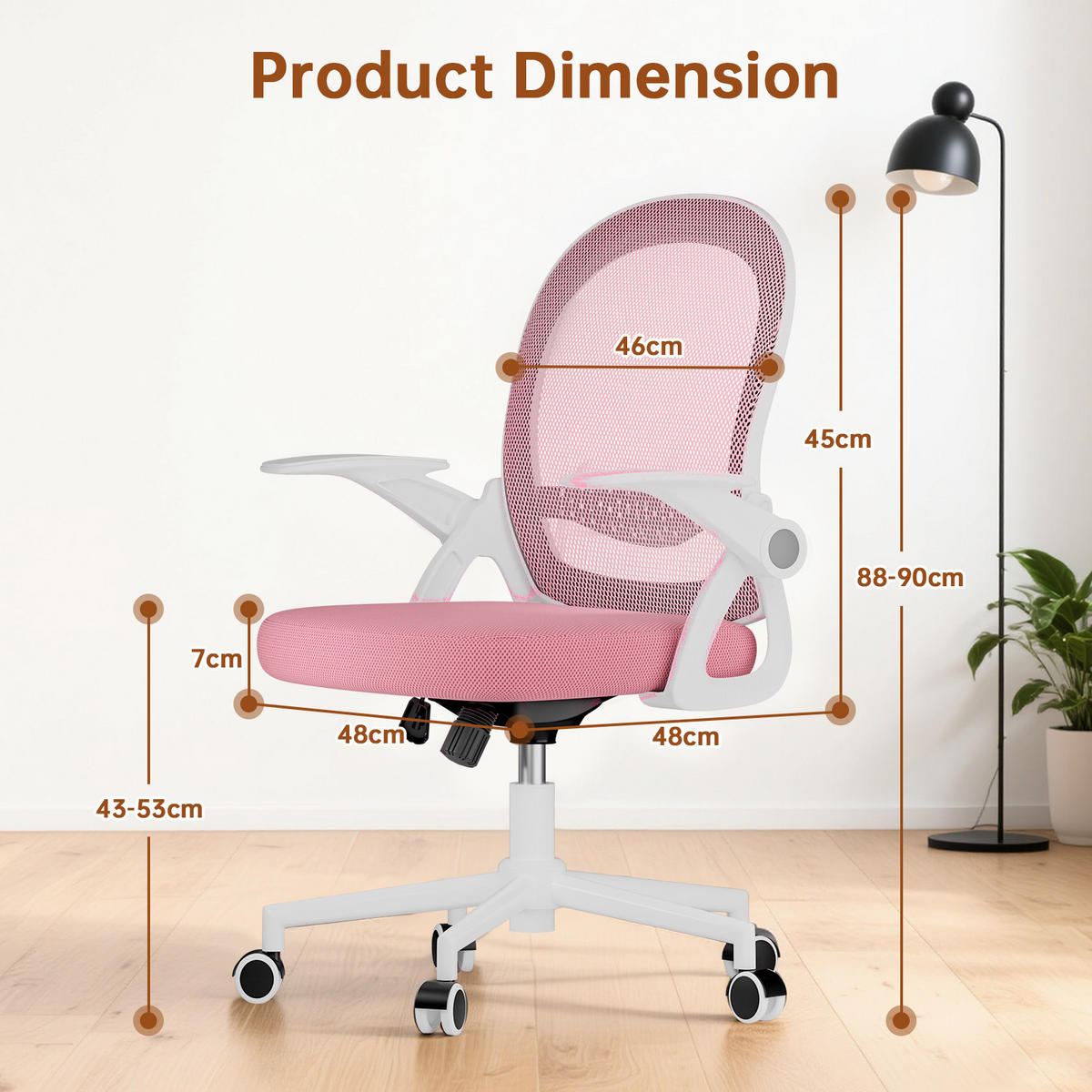 BÜROSTUHL Weiß-Pink ergonomisch mit Mesh Rückenlehne - Pink, Metall (25/53/56cm) - Rattrix