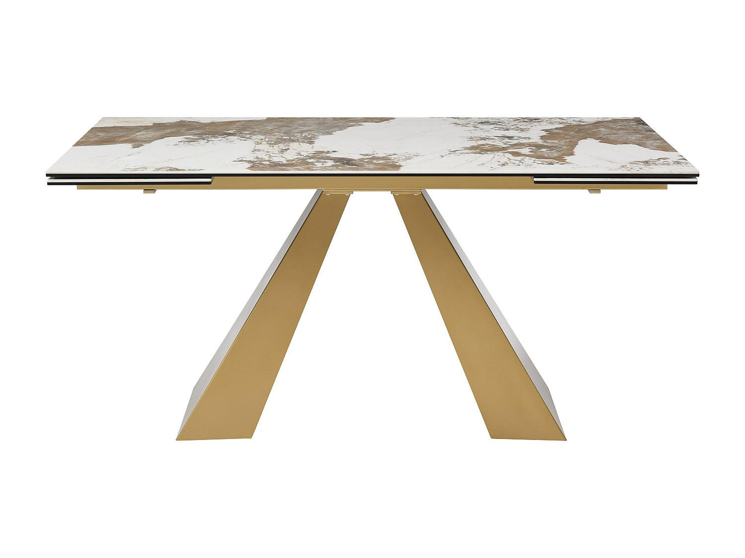 AUSZIEHBARER Tisch - 6 Personen, 8 Personen, 10 Personen - Glas, Keramik - Taupe, Weiß, Goldfarben - - Taupe/Goldfarben, Glas/Keramik (90/200/76cm) - Vente-Unique