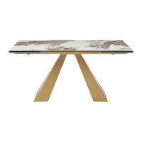 AUSZIEHBARER Tisch - 6 Personen, 8 Personen, 10 Personen - Glas, Keramik - Taupe, Weiß, Goldfarben - - Taupe/Goldfarben, Glas/Keramik (90/200/76cm) - Vente-Unique