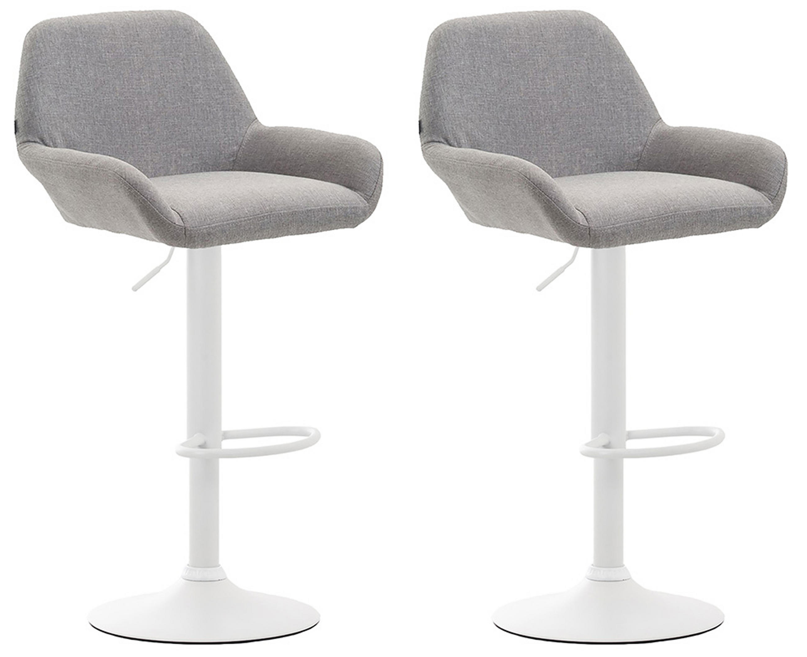 BARHOCKER 2er Set Prag Stoff weiß grau - Weiß/Grau, Textil/Metall (51/109/52cm) - TPFLiving