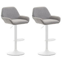 BARHOCKER 2er Set Prag Stoff weiß grau - Weiß/Grau, Textil/Metall (51/109/52cm) - TPFLiving