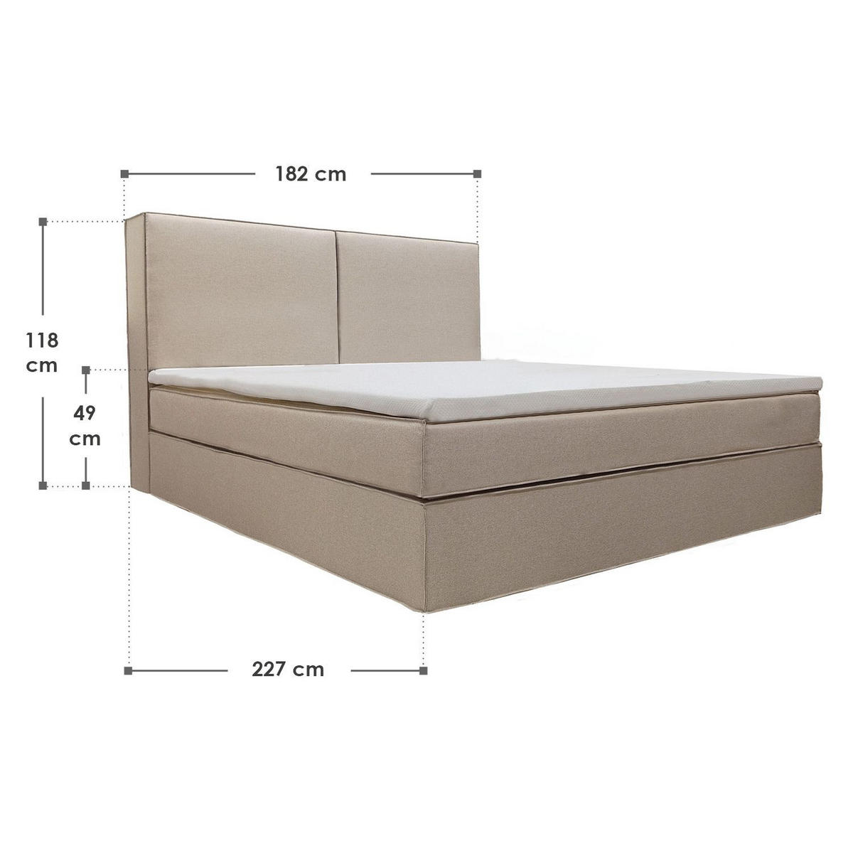 BOXBETT Detroit 180x200 cm Stoff Beige - Beige, Textil (180/200cm) - Juskys
