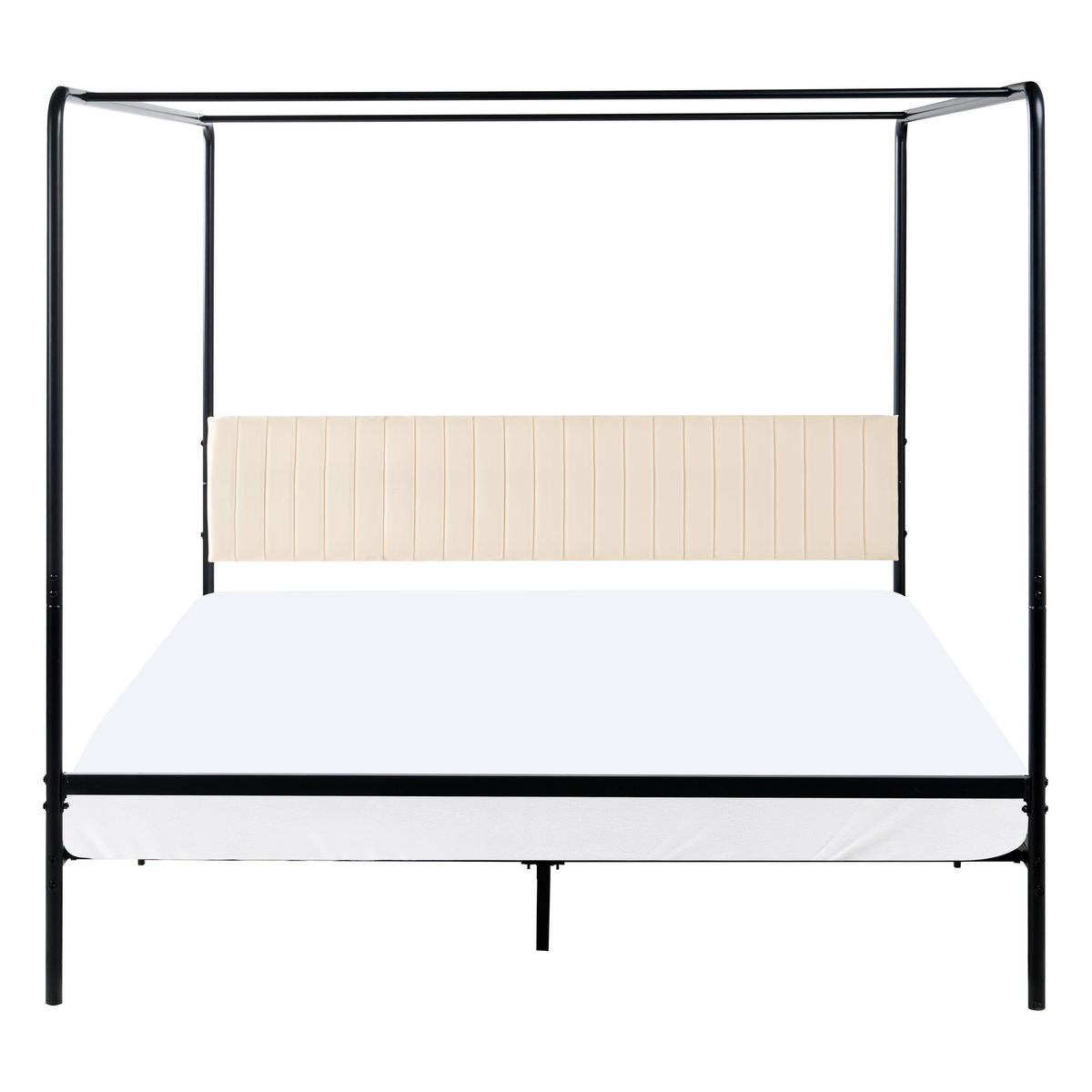 NEBESOVÁ POSTEL Kov 180/200 cm Černá Mirabeau - černá/béžová, kov (180/200cm) - Beliani