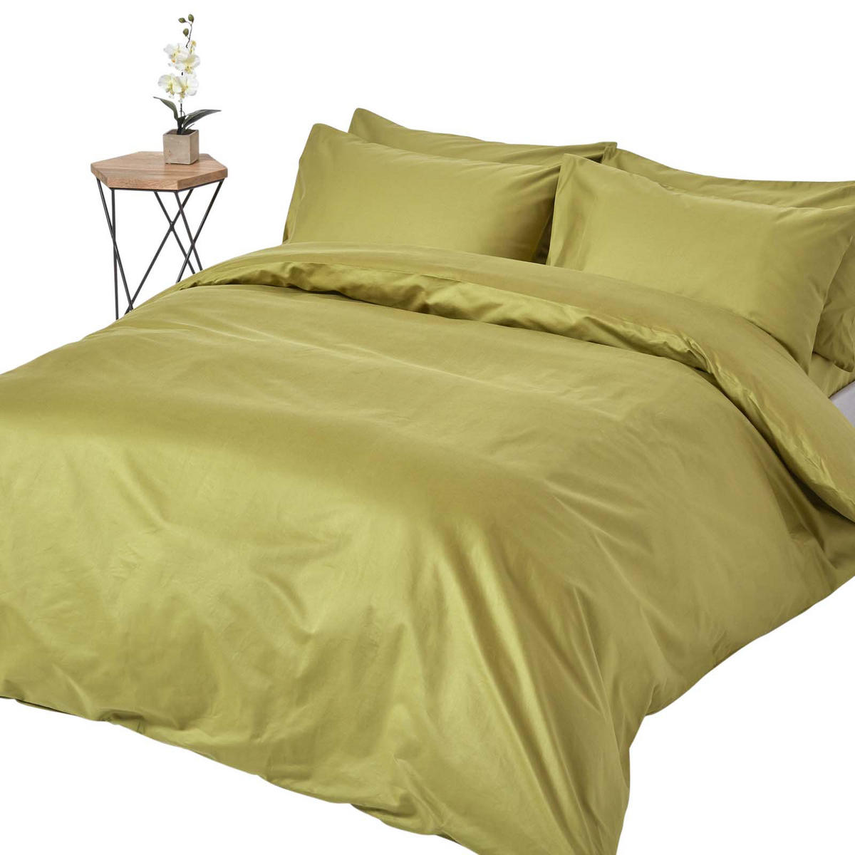 BETTWÄSCHE Premium, Ägyptische Baumwolle, Fadendichte 1000 - Olivgrün, Textil (260/220cm) - Homescapes