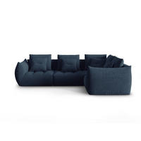 ECKSOFA modular rechts Bloom aus strukturiertem Stoff dunkelblau 3 Sitzplätze - Dunkelblau, Textil (216/316cm) - Micadoni