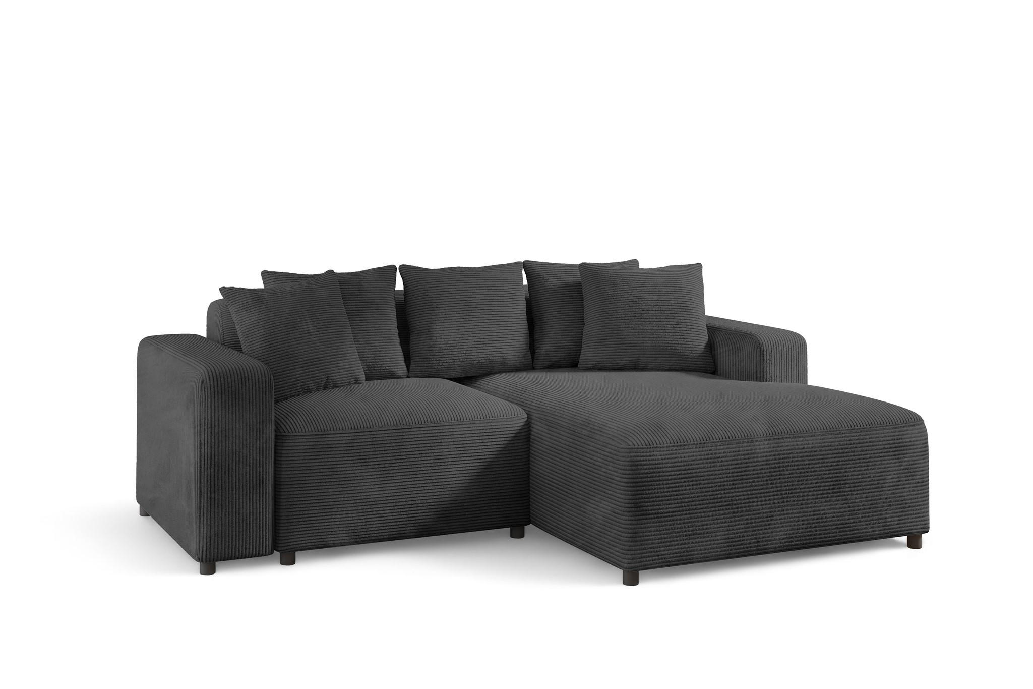 ECKSOFA Megan Xs In Stoff Poso - Dunkelgrau, Holzwerkstoff/Textil (240/165cm) - Fun Möbel