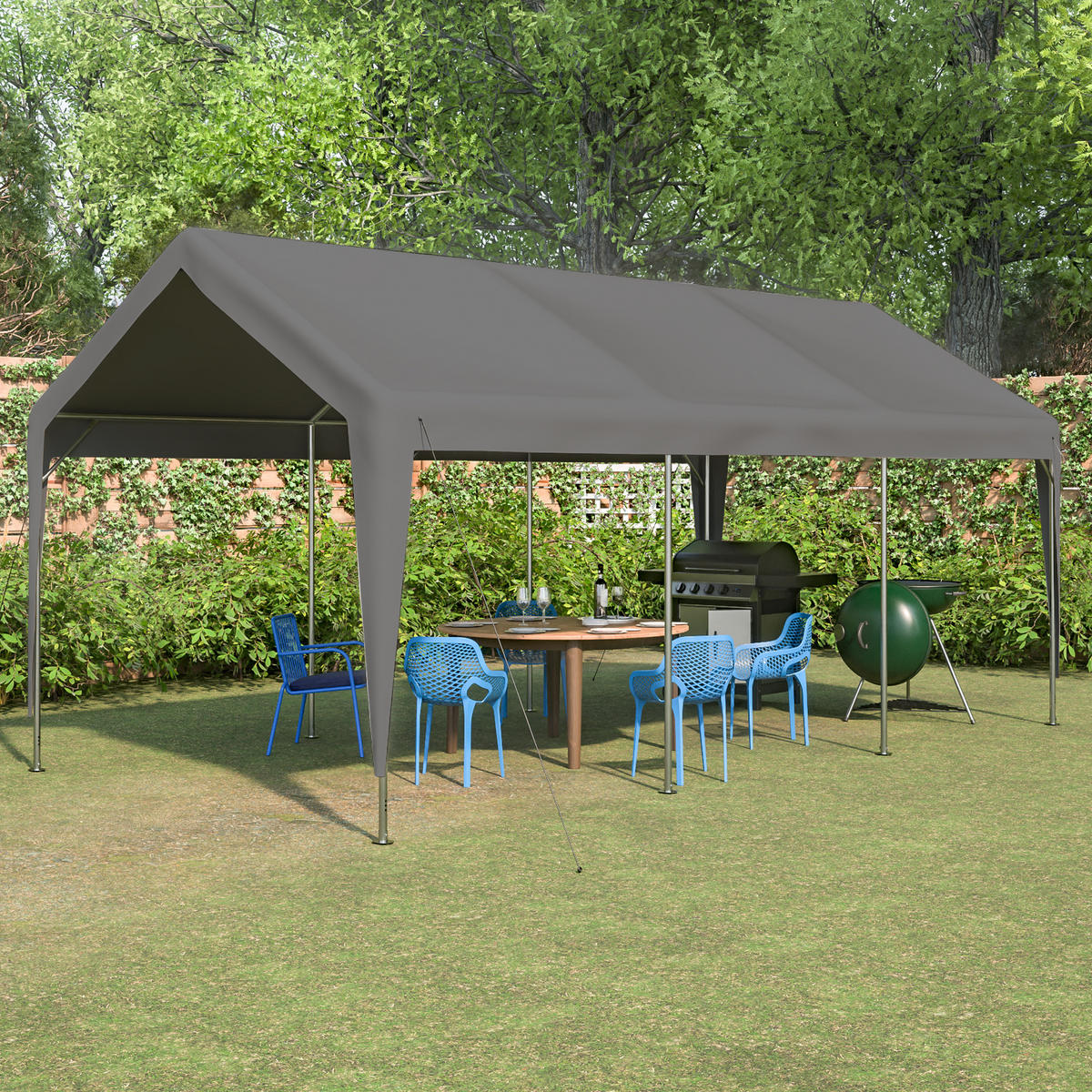 ZELT Carport Grau 3 x 6 m - Grau, Metall (310/276/592cm) - ComfortXL