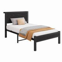 BETT mit Stauraum 90x200 cm MDF Metall Schwarz - Schwarz, Metall (90/200cm) - Meubliv