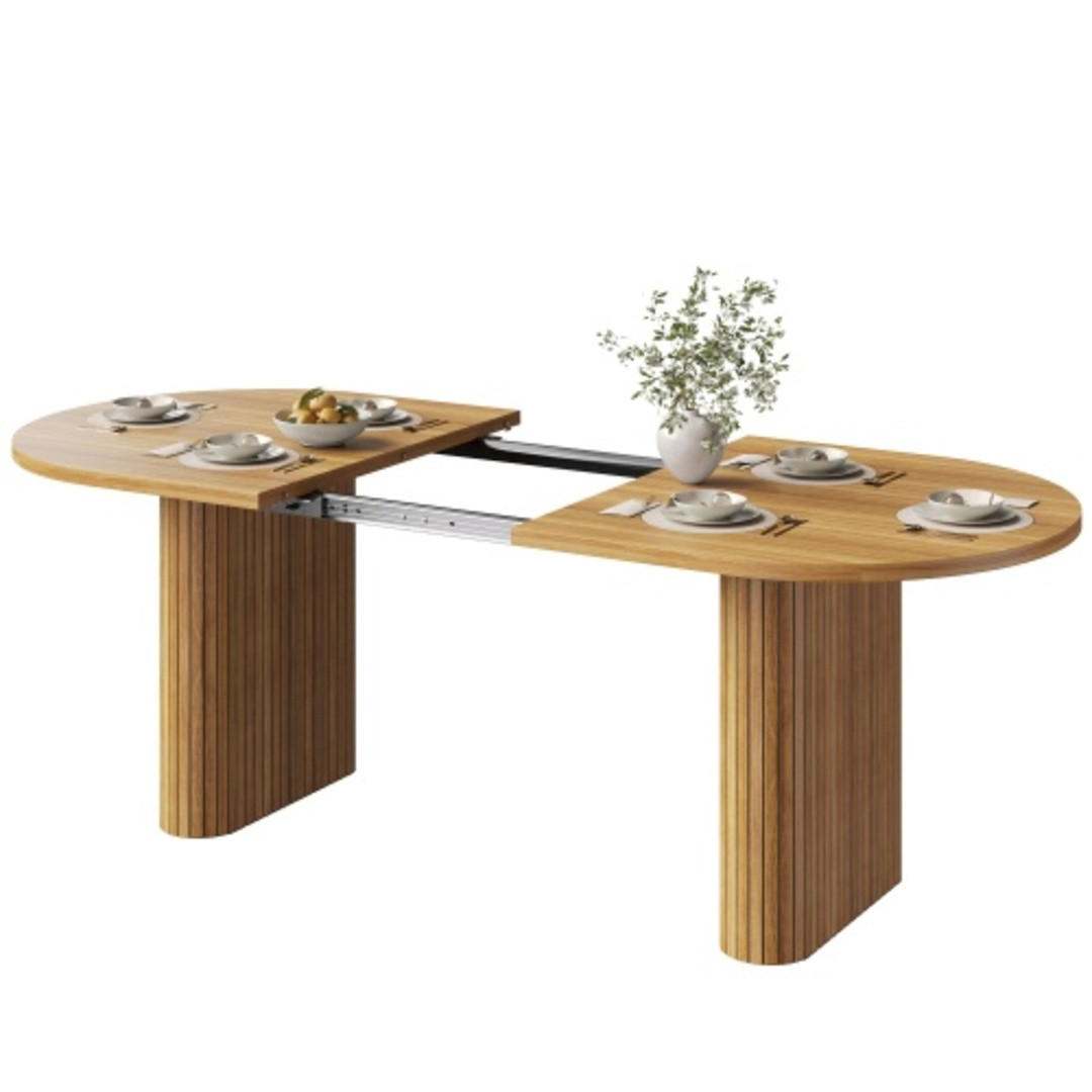 ESSTISCH Ausziehbarer120-160×80×75,5 cm aus MDF und Metall mit strukturierten Metallbeinen, braun - Braun, Holzwerkstoff (160/80/75.5cm) - Luhomfu