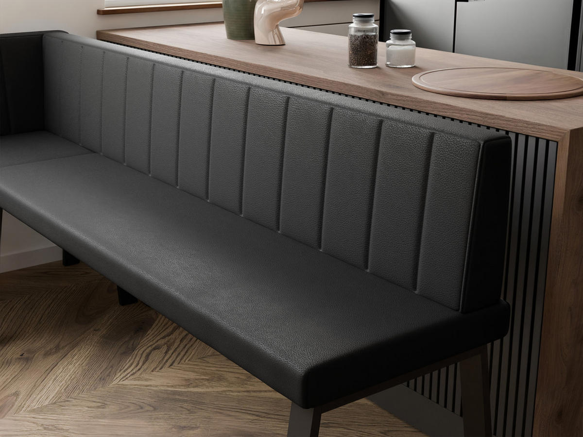 ECKBANK links MONO Y Kunstleder gesteppt, 142/196 cm Schwarz - Schwarz, Kunststoff/Textil (142/196cm) - Idohome