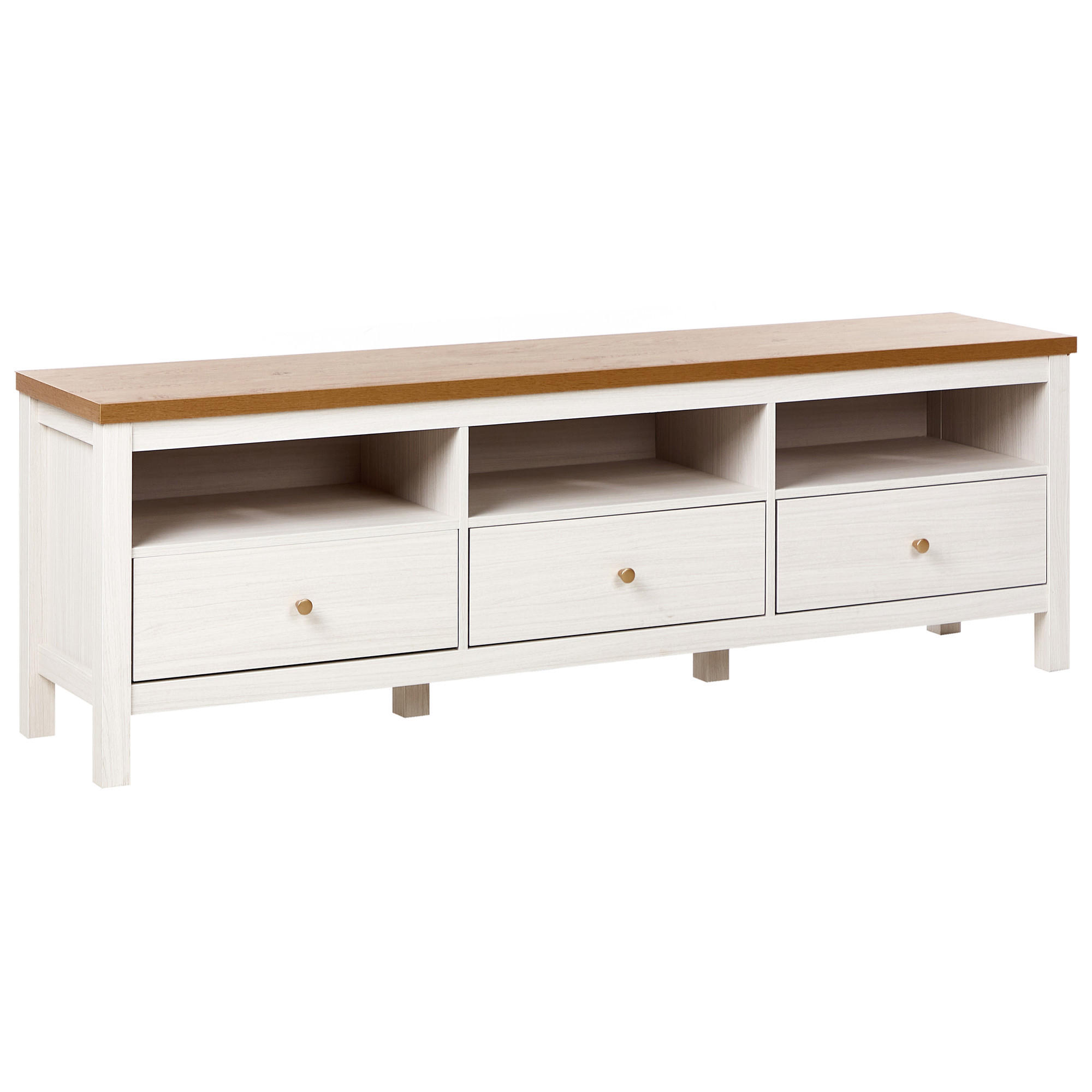 TV-MÖBEL Weiß/Braun Inverell - Weiß/Braun, Holzwerkstoff (180/58/39cm) - Beliani