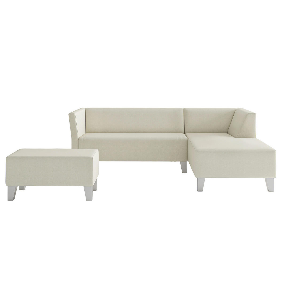OUTDOOR-ECKSOFA mit Hocker - Creme - Creme, Textil/Metall - home24