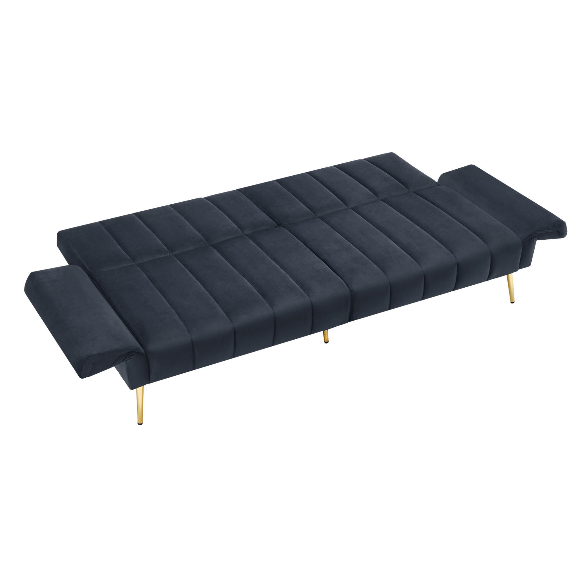 SCHLAFSOFA, Samt mit verstellbarer Rückenlehne & Armlehnen, 183/76/75 cm, Schwarz - Schwarz, Textil (76/75/183cm) - Redom