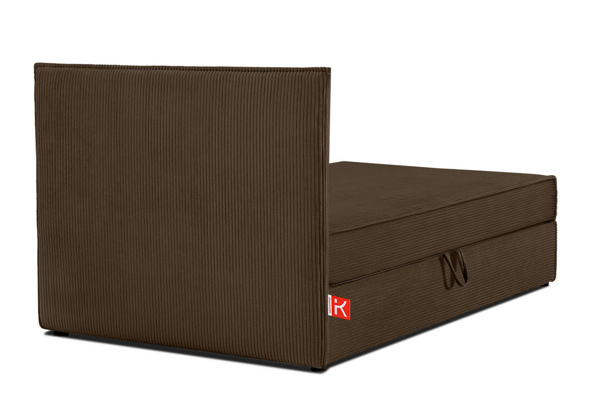 BOXSPRINGBETT ROTI Einzelbett, dunkelbraun - Dunkelbraun/Schwarz, Holz/Holzwerkstoff (100/200cm) - KONSIMO®