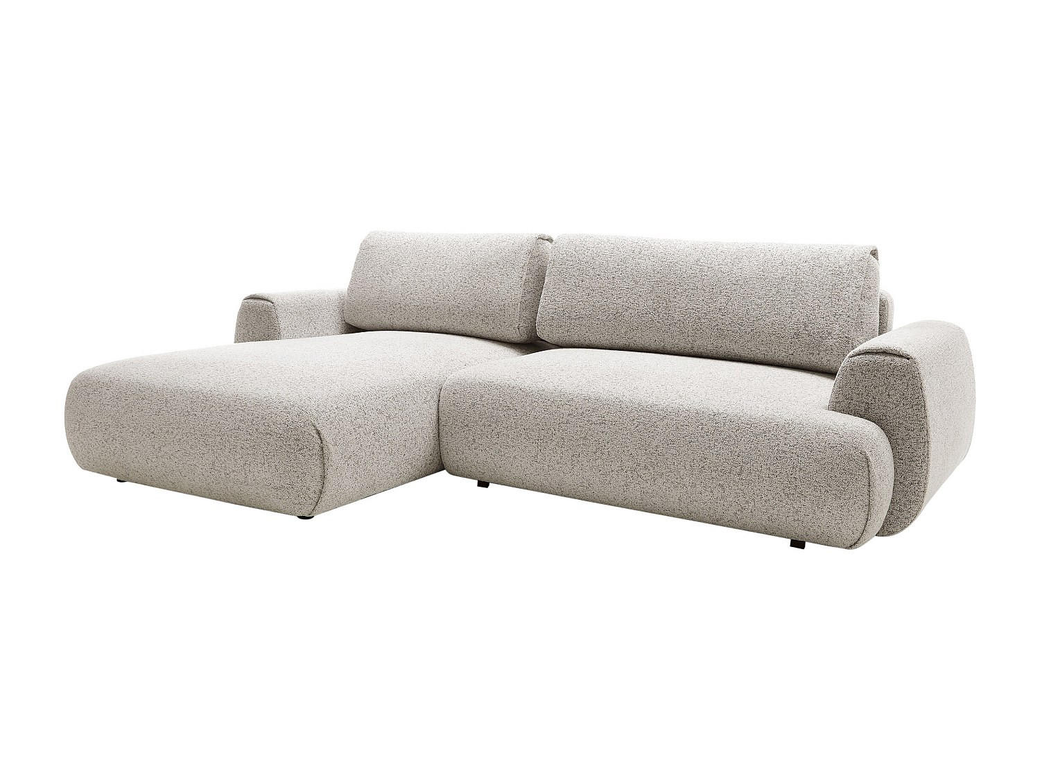 ECKSOFA mit Schlaffunktion - Ecke links - melierter Stoff - Grau - MONELIA - Hellgrau, Textil (270/167cm) - Vente-Unique