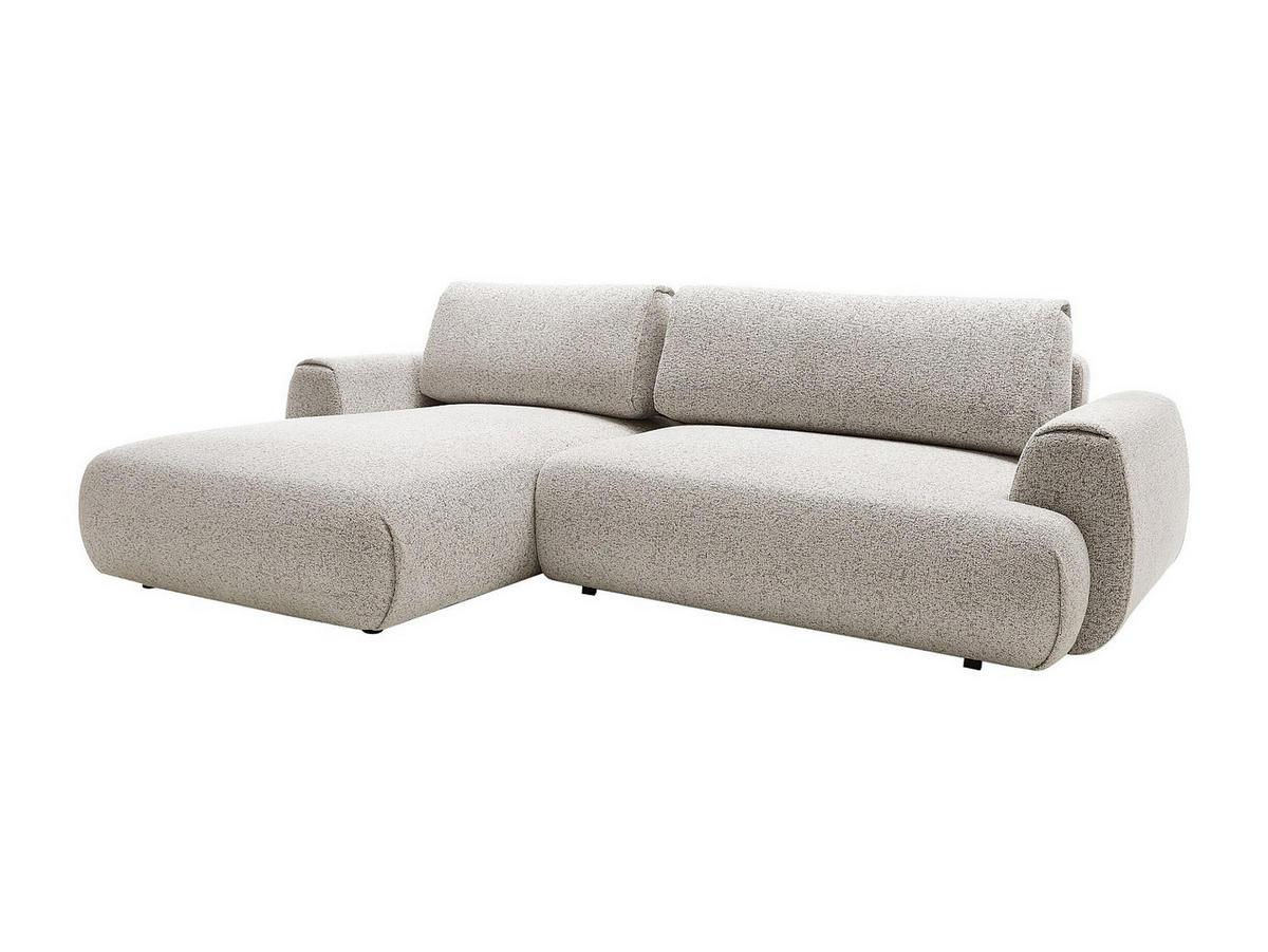 ECKSOFA mit Schlaffunktion - Ecke links - melierter Stoff - Grau - MONELIA - Hellgrau, Textil (270/167cm) - Vente-Unique