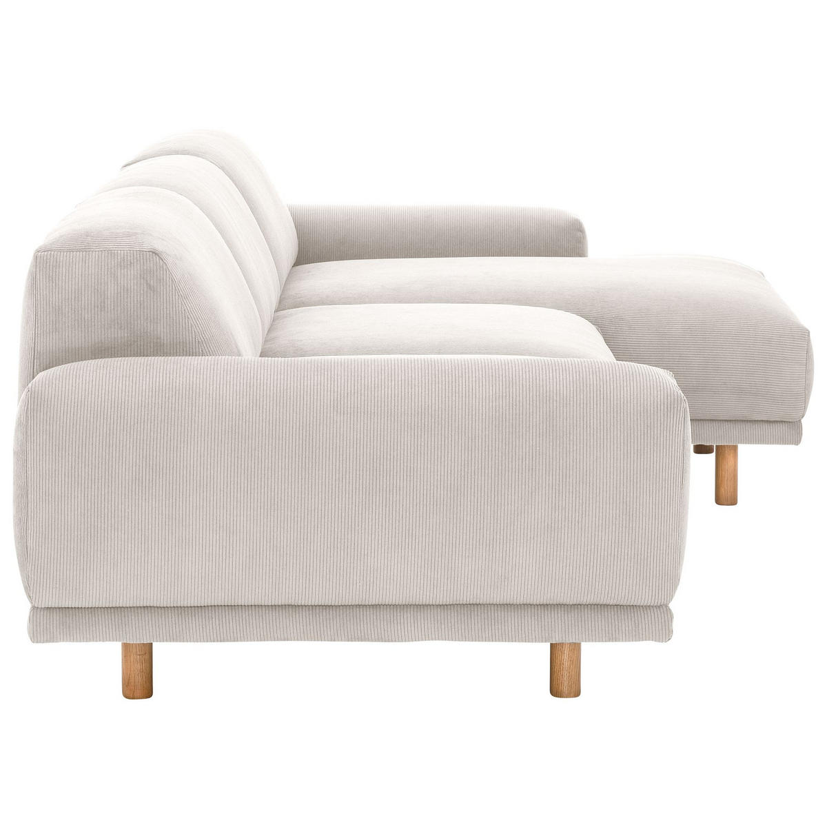 ECKSOFA mit Longchair rechts Kattryna Cordstoff beige - Beige, Kunststoff (133/283cm) - 58aufmkessel