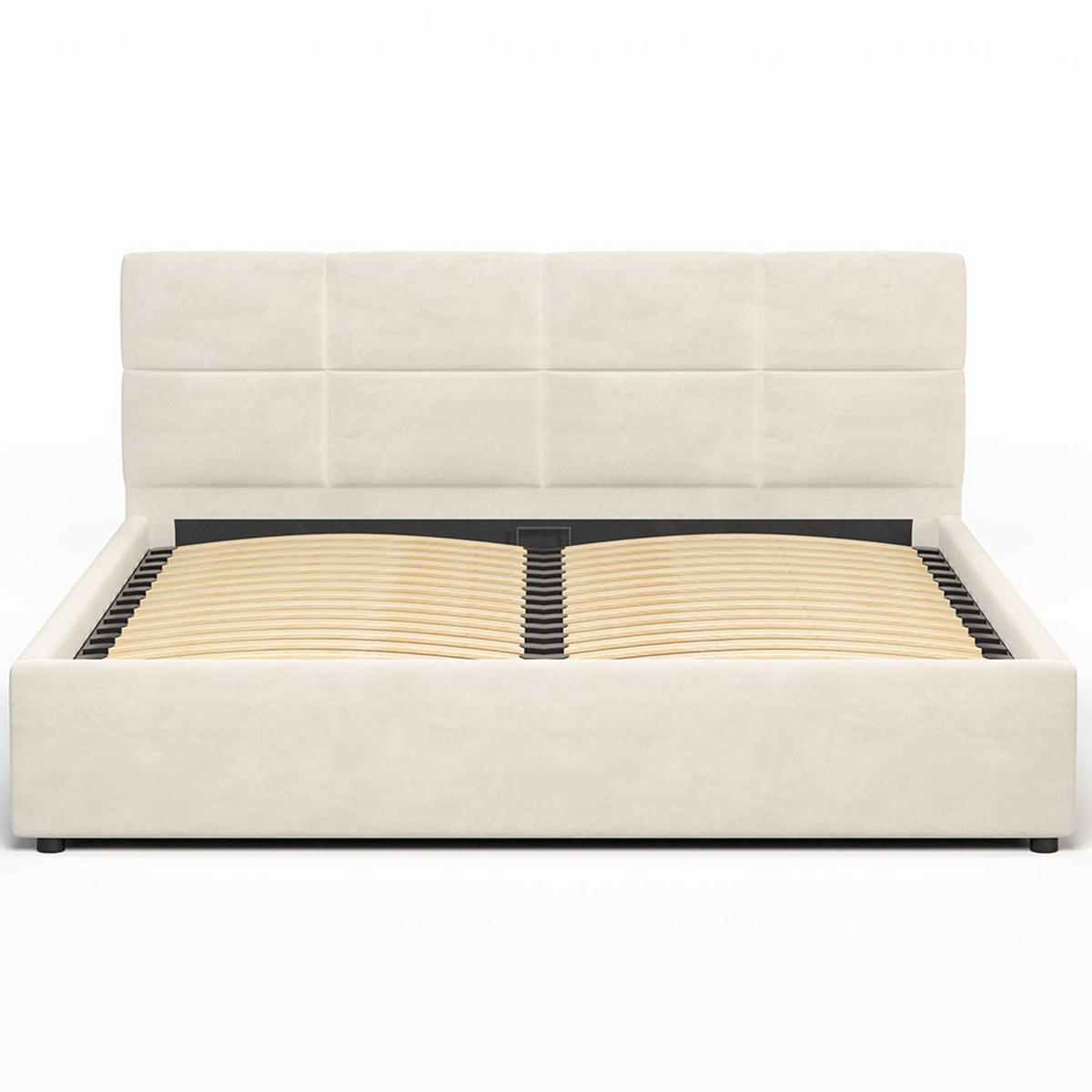 POLSTERBETT 160×200 mit Bettkasten und Lattenrost Mika HLR-5 Beige Velours - Beige, Holz (160/200cm) - Jana
