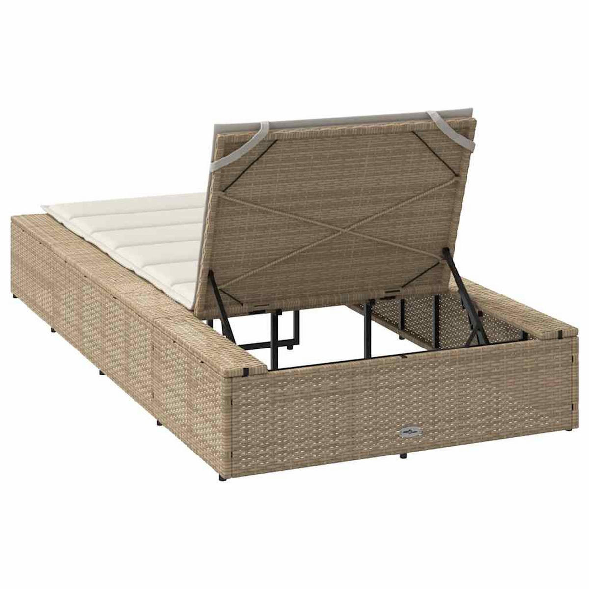 SONNENLIEGE Mit Schwebender Auflage Beige Poly Rattan - Beige, Kunststoff (210/79/100cm) - vidaXL