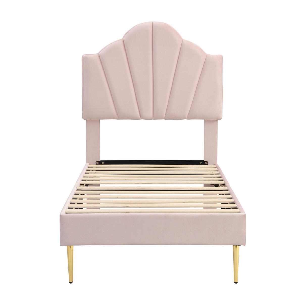 POLSTERBETT mit verstellbarem Kopfteil 90x200 cm Samt Pink - Pink, Metall (90/200cm) - Meubliv