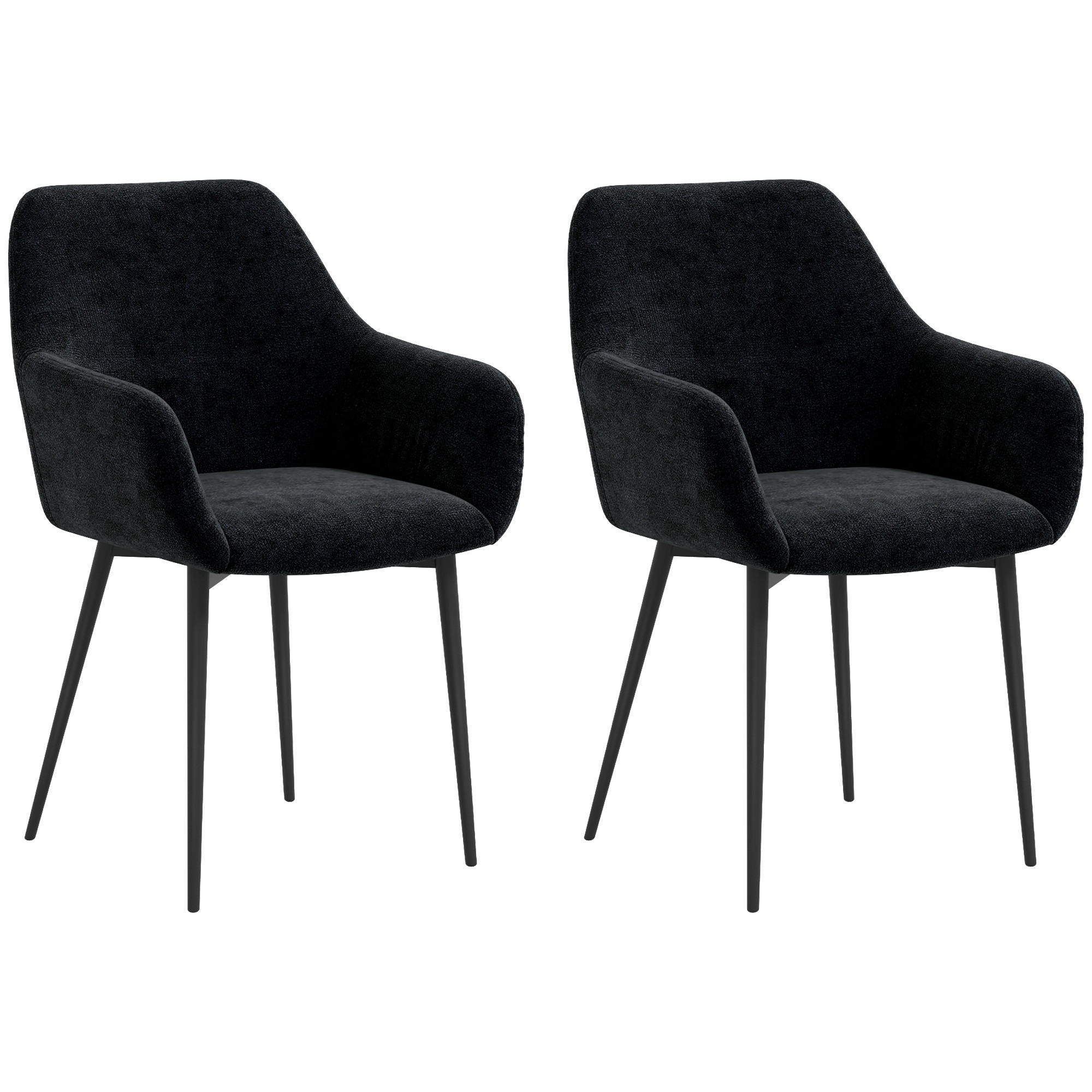 STÜHLE Schwarz 2 Stück - Schwarz, Textil (54/80/57cm) - GiPP