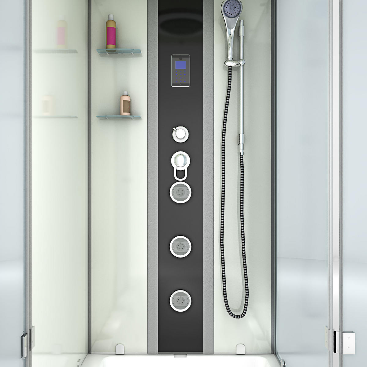 DUSCHE Wanne Kombination K05-L01-EC 180x90 - Weiß, Glas/Kunststoff (90/225/180cm) - AcquaVapore by Sandra Jentho