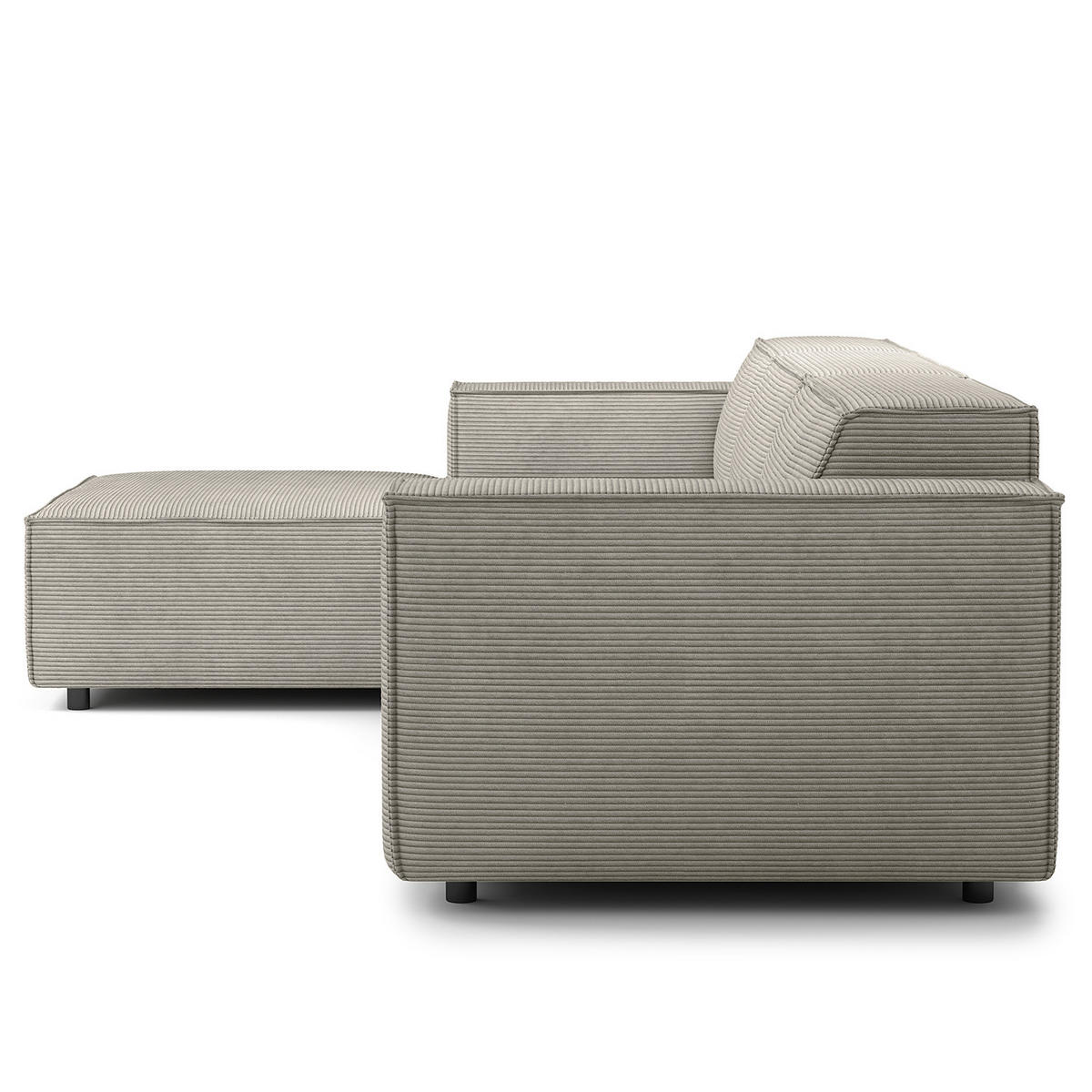 ECKSOFA mit Longchair - Graubraun/Schwarz, Kunststoff/Textil (294/177cm) - home24