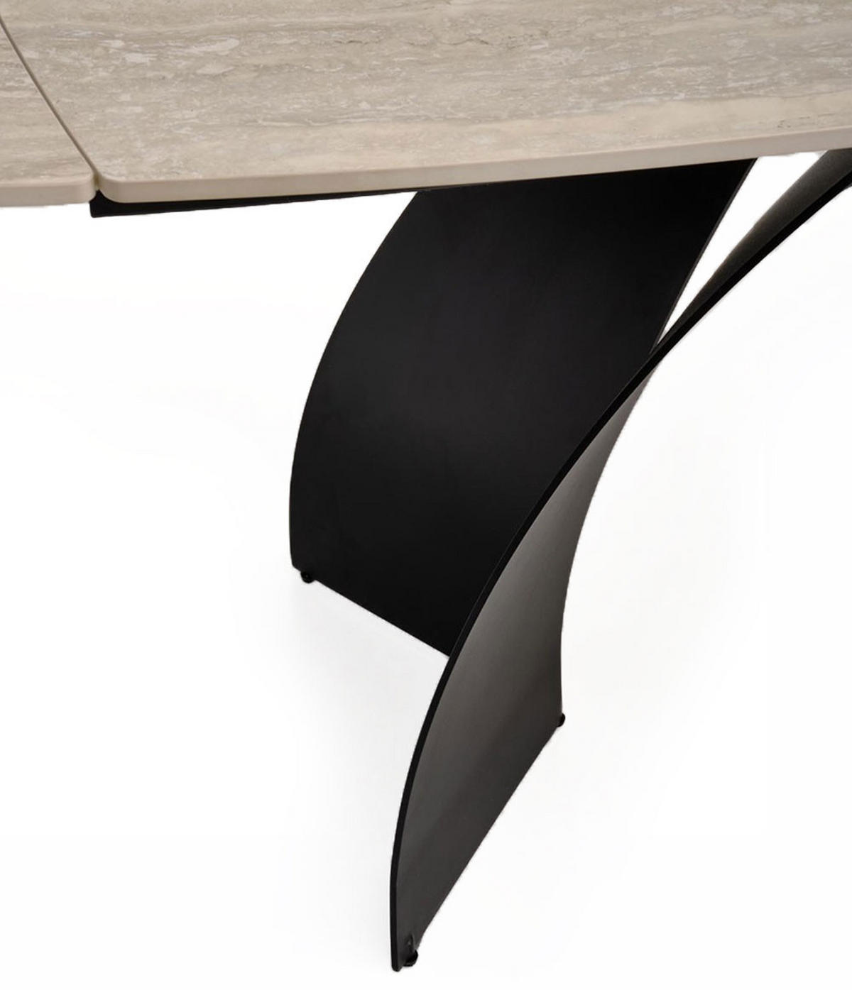ESSTISCH Vitrus Travertin / schwarz 180-260 / 90 / 76cm - Schwarz/Grau, Holz/Stein (90/260/76cm) - Feldmann-Wohnen