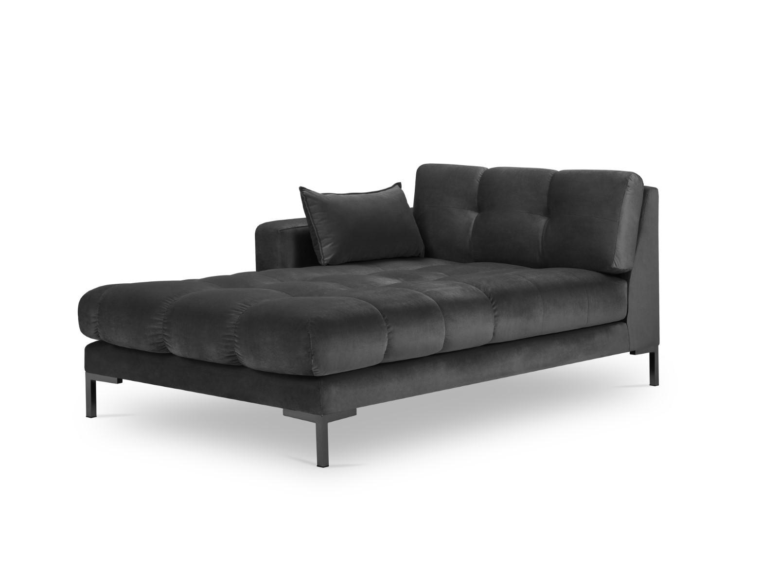 CHAISELONGUE links Mamaia aus Samt dunkelgrau - Dunkelgrau, Textil (102/75/185cm) - Micadoni