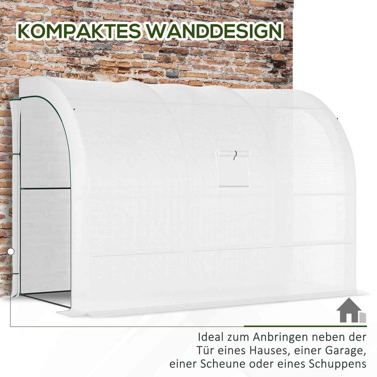 GEWÄCHSHAUS 300/213/150 cm Weiß aus Kunststoff mit 6 Drahtregalen - Weiß, Kunststoff (150/213/300cm) - OKMYHOME