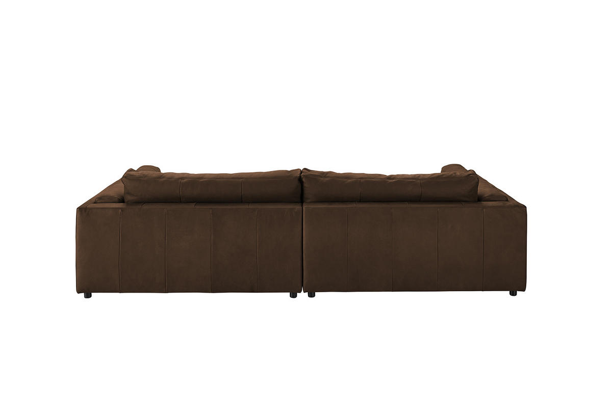 BIG SOFA RAINA Braun Leder - Dunkelbraun/Schwarz, Leder/Kunststoff (254/85/150cm) - KAWOLA