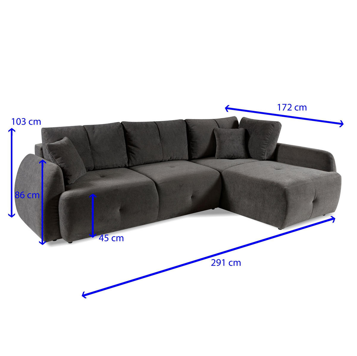 ECKSOFA Pataya Weiß, mit Schlaffunktion - Weiß, Textil (291/172cm) - Bettso