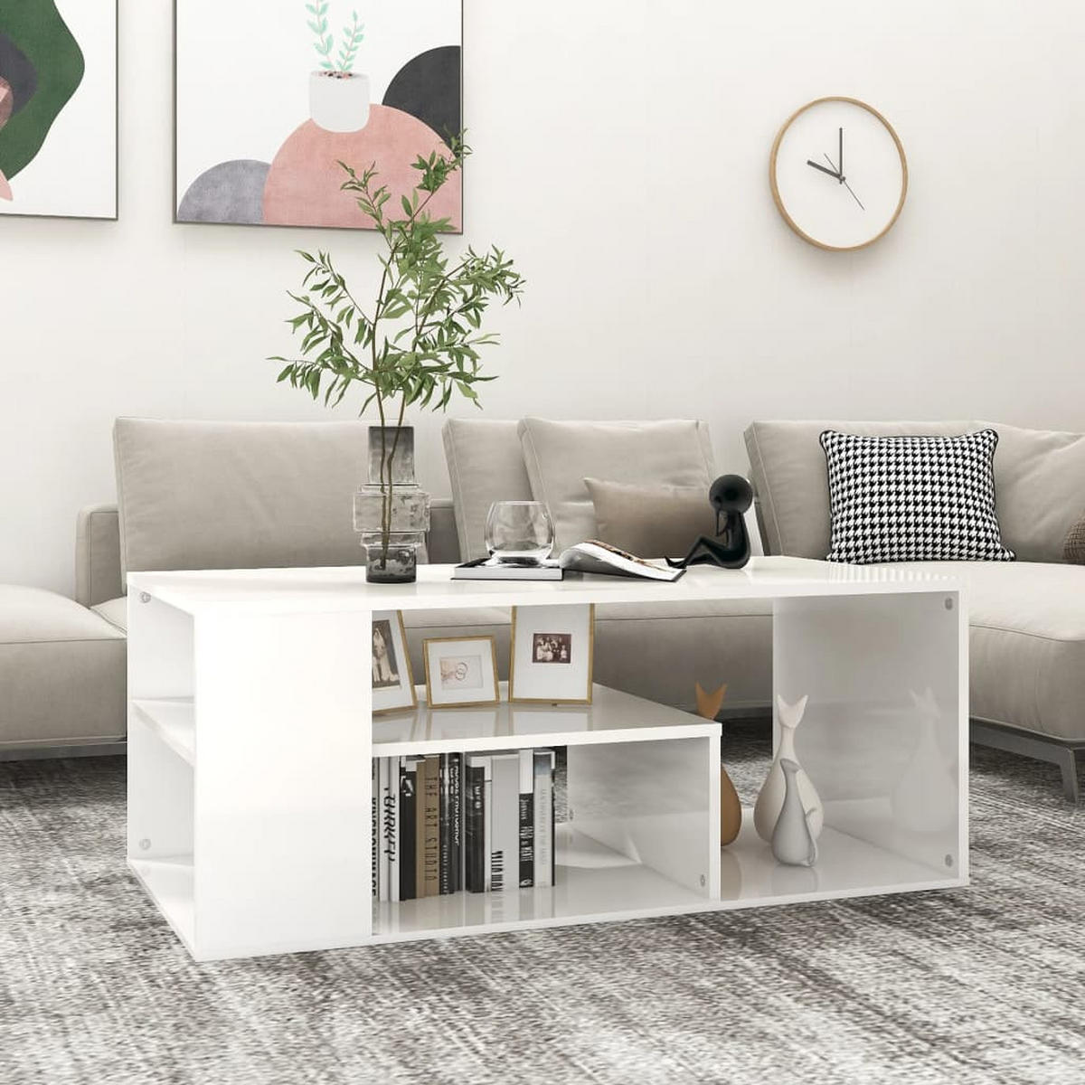 COUCHTISCH Hochglanz-Weiß 100x50x40 cm Holzwerkstoff - Weiß Hochglanz, Holzwerkstoff (50/100/40cm) - furnicato