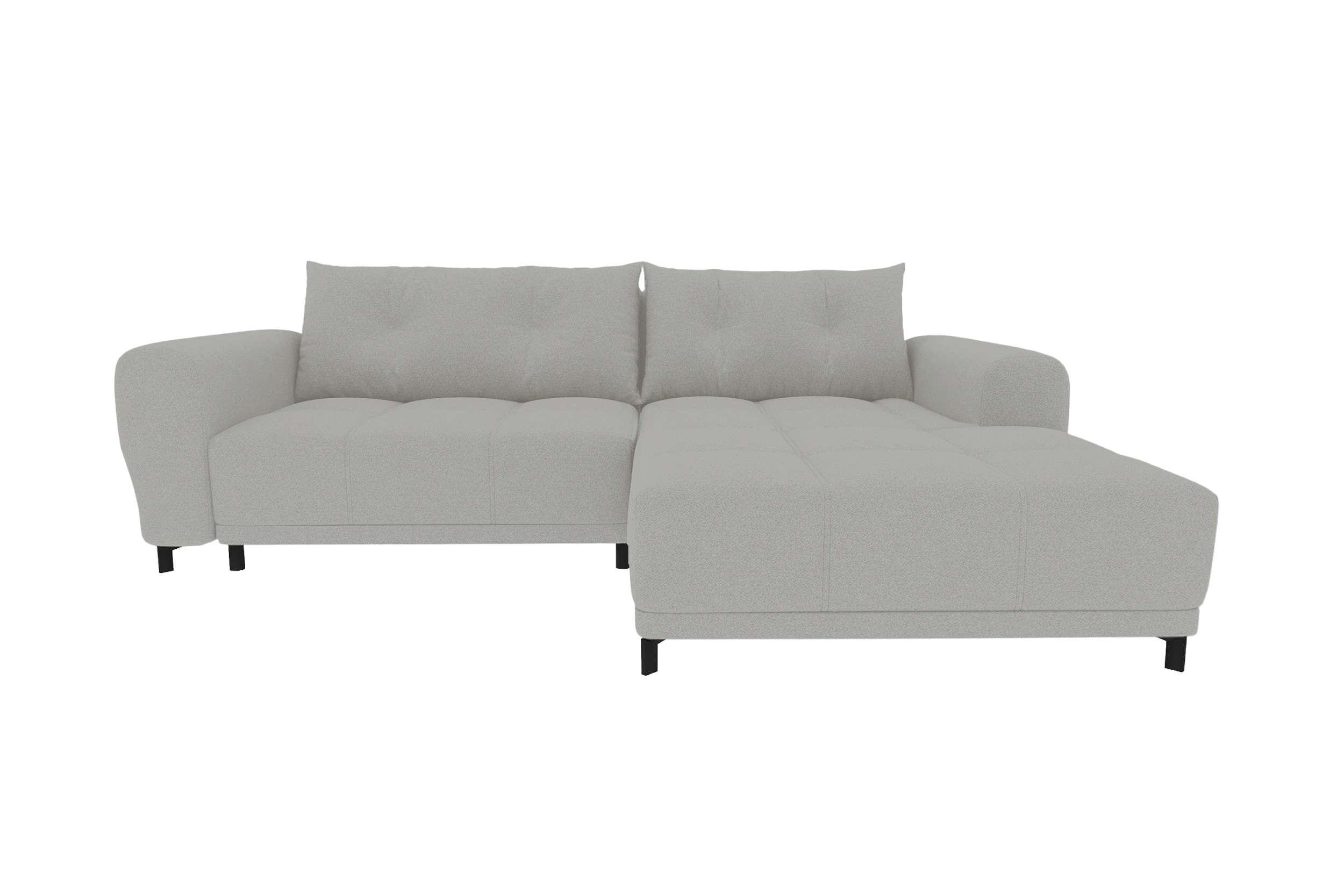 ECKSOFA Massimo Strukturstoff Hellgrau inkl. Schlaffunktion Rechts - Hellgrau/Schwarz, Textil/Metall (246/177cm) - 99rooms