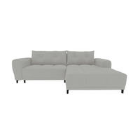 ECKSOFA Massimo Strukturstoff Hellgrau inkl. Schlaffunktion Rechts - Hellgrau/Schwarz, Textil/Metall (246/177cm) - 99rooms