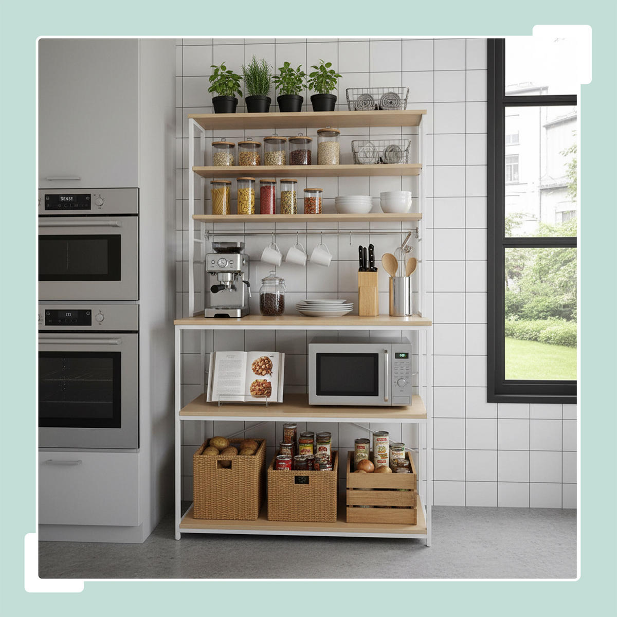 KÜCHENREGAL - Weiß, Holzwerkstoff/Metall (100/167/40cm) - Relaxdays