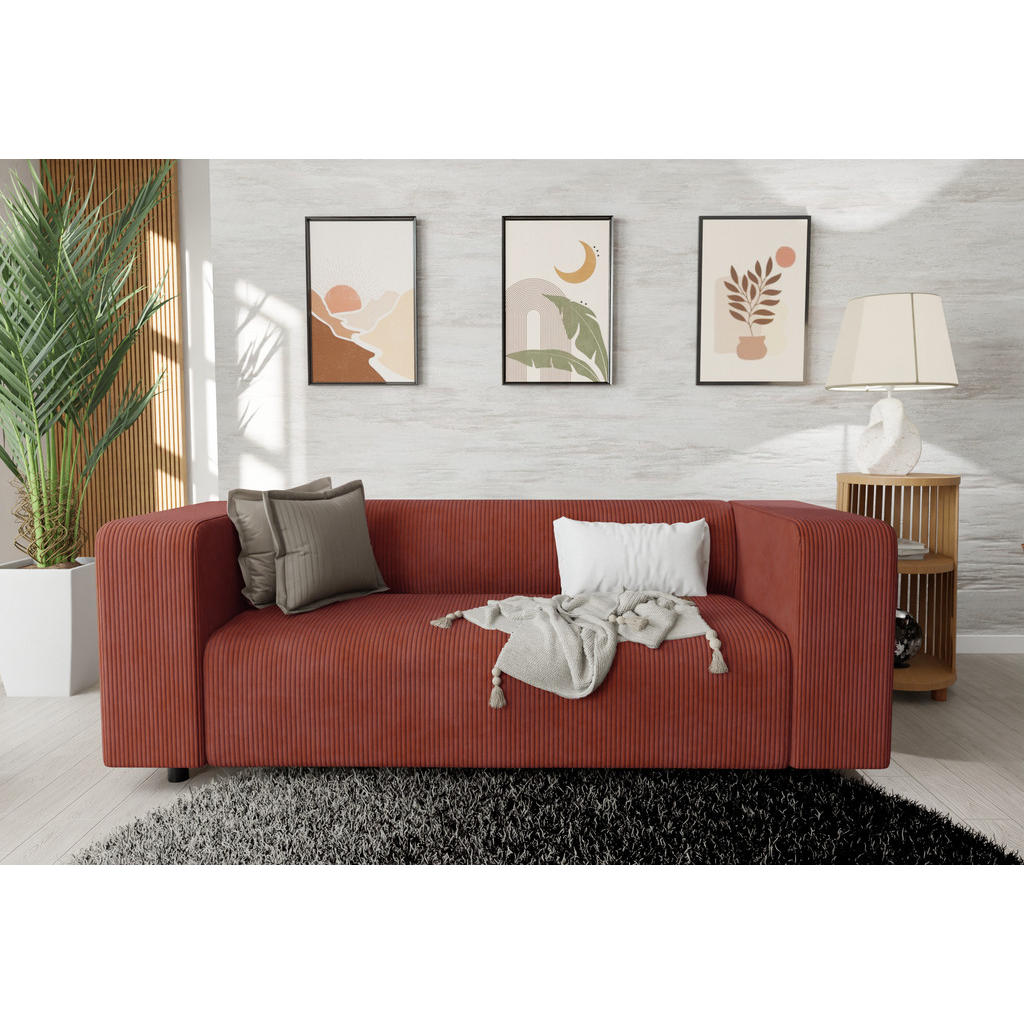 Thumbnail - S-Style Möbel 2-Sitzer-Sofa, Terracotta, Textil, Echtholz, Teilmassiv,Buche, Birke, 151x65x80 cm, Blauer Engel, FSC Mix,...