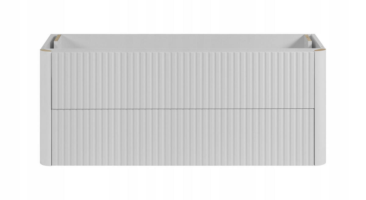 WASCHBECKENUNTERSCHRANK LINEA hängend geriffelt Weiß matt 120/48/44 cm - Weiß, Holzwerkstoff (120/48.4/43.7cm) - Rodan