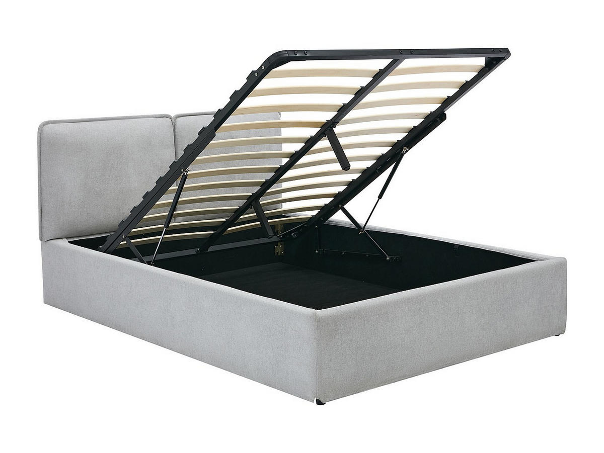 BETT mit Bettkasten - 2 Personen - stoff - hellgrau Tenese - Hellgrau, Textil (160/200cm) - Vente-Unique