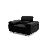 SESSEL WILD mit verstellbare Kopfstütze Chenille Schwarz - Chromfarben/Schwarz, Holz/Textil (130/100/101cm) - Muffo