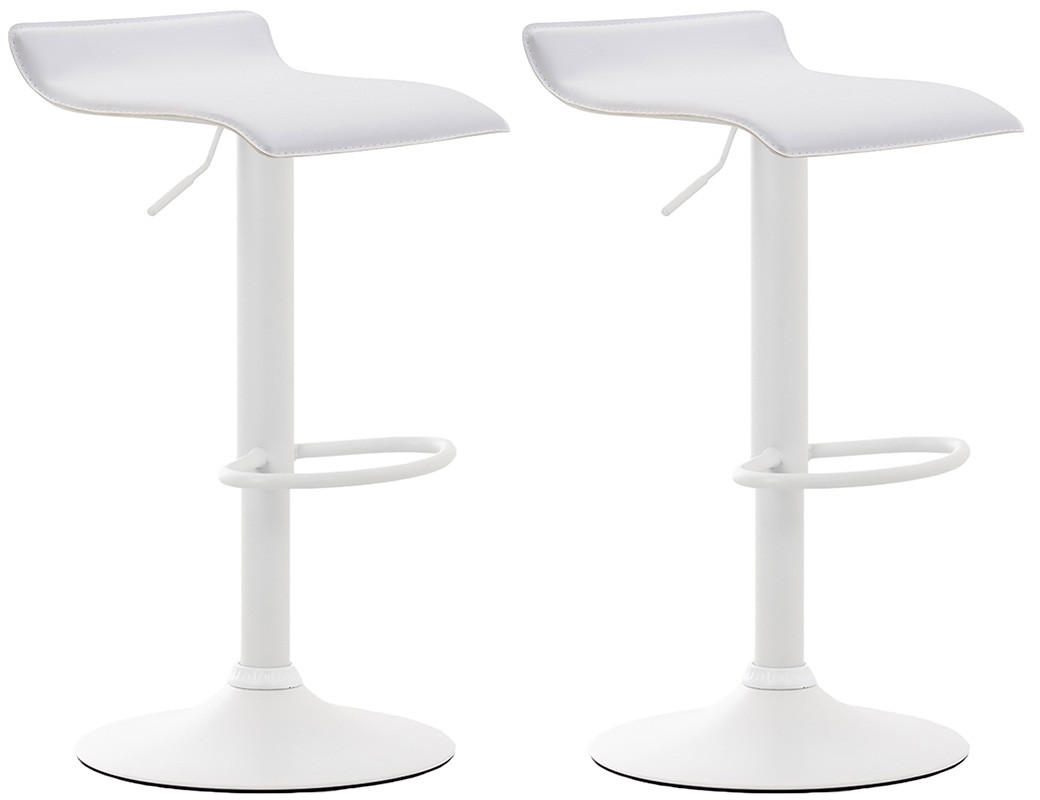 BARHOCKER 2er Set Derid Kunstleder Weiß Weiß - Weiß, Leder/Metall (36/63/39cm) - DELUKE