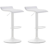 BARHOCKER 2er Set Derid Kunstleder Weiß Weiß - Weiß, Leder/Metall (36/63/39cm) - DELUKE