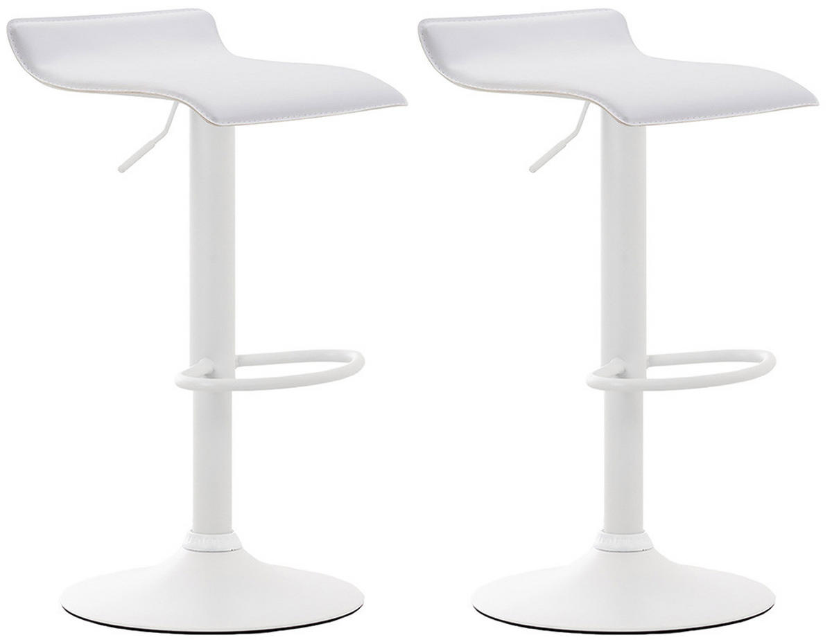 BARHOCKER 2er Set Derid Kunstleder Weiß Weiß - Weiß, Leder/Metall (36/63/39cm) - DELUKE