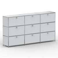 HOCHSCHRANK, 9 Schubladen, Schloss, Breite 227 cm, Lichtgrau - Chromfarben/Silberfarben, Metall (40/118/227.2cm) - Versee