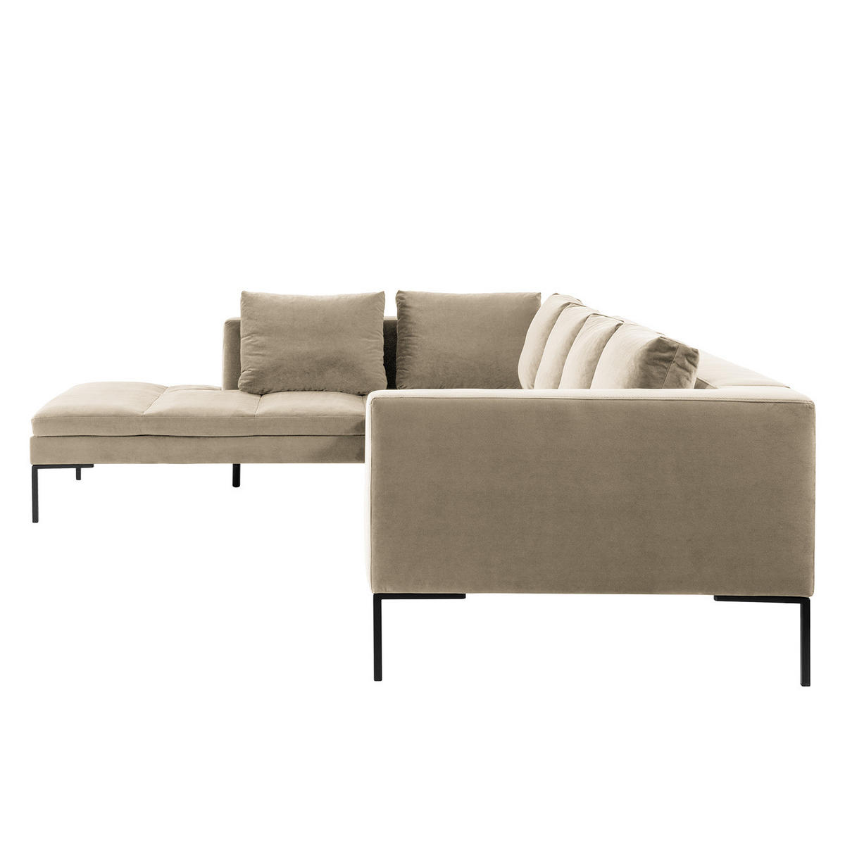 ECKSOFA mit Ottomane - Beige/Schwarz, Textil/Metall (319/230cm) - home24