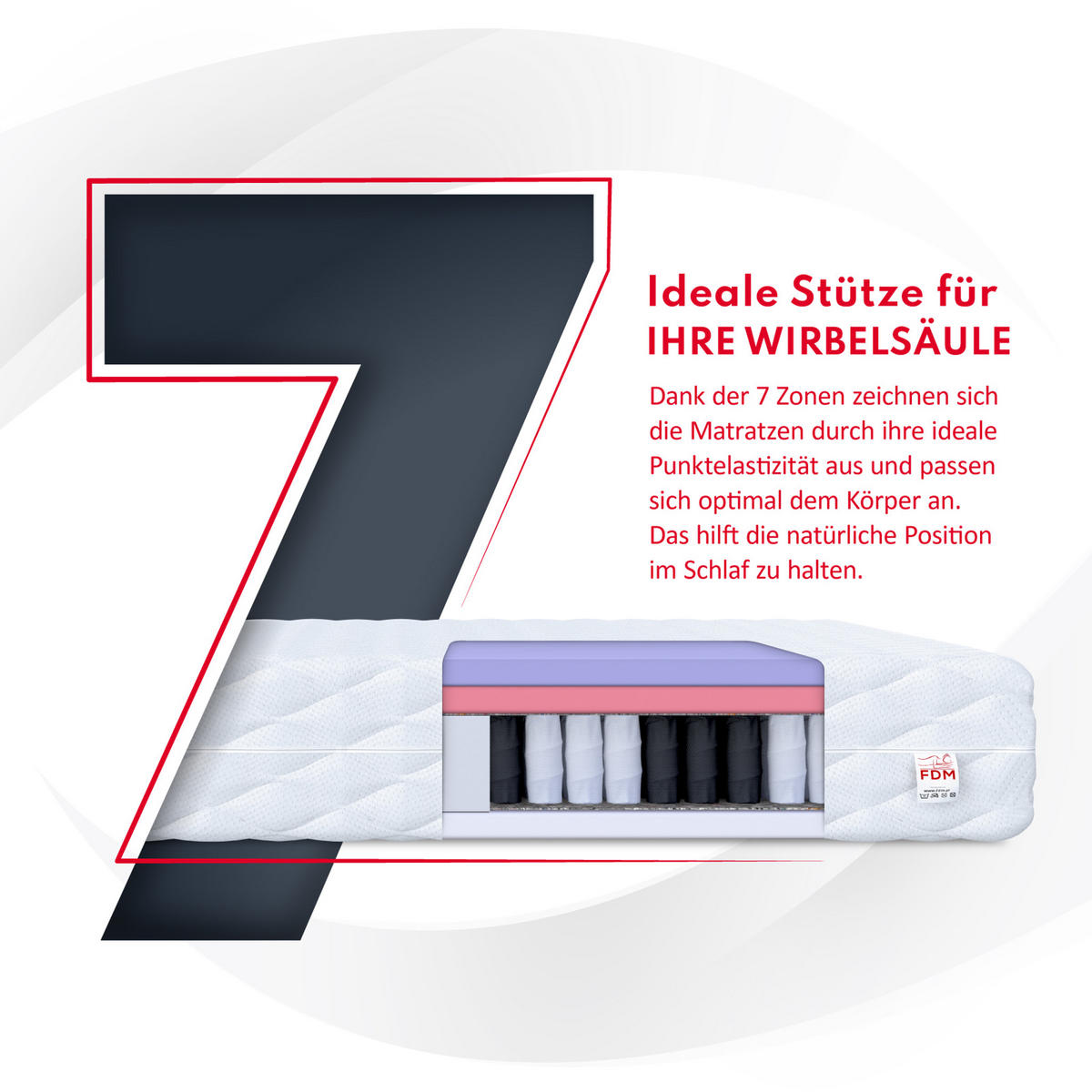 TASCHENFEDERKERNMATRATZE Apus H2 H4 24 cm - Weiß, Textil (100/200cm) - FDM
