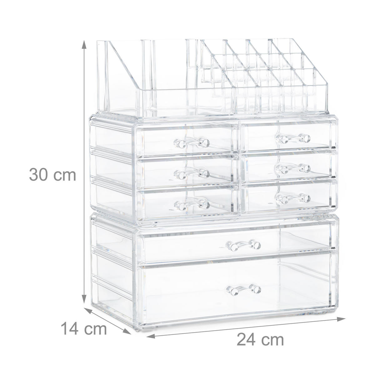MAKEUP Organizer - Transparent, Kunststoff (24/30/14cm) - Relaxdays