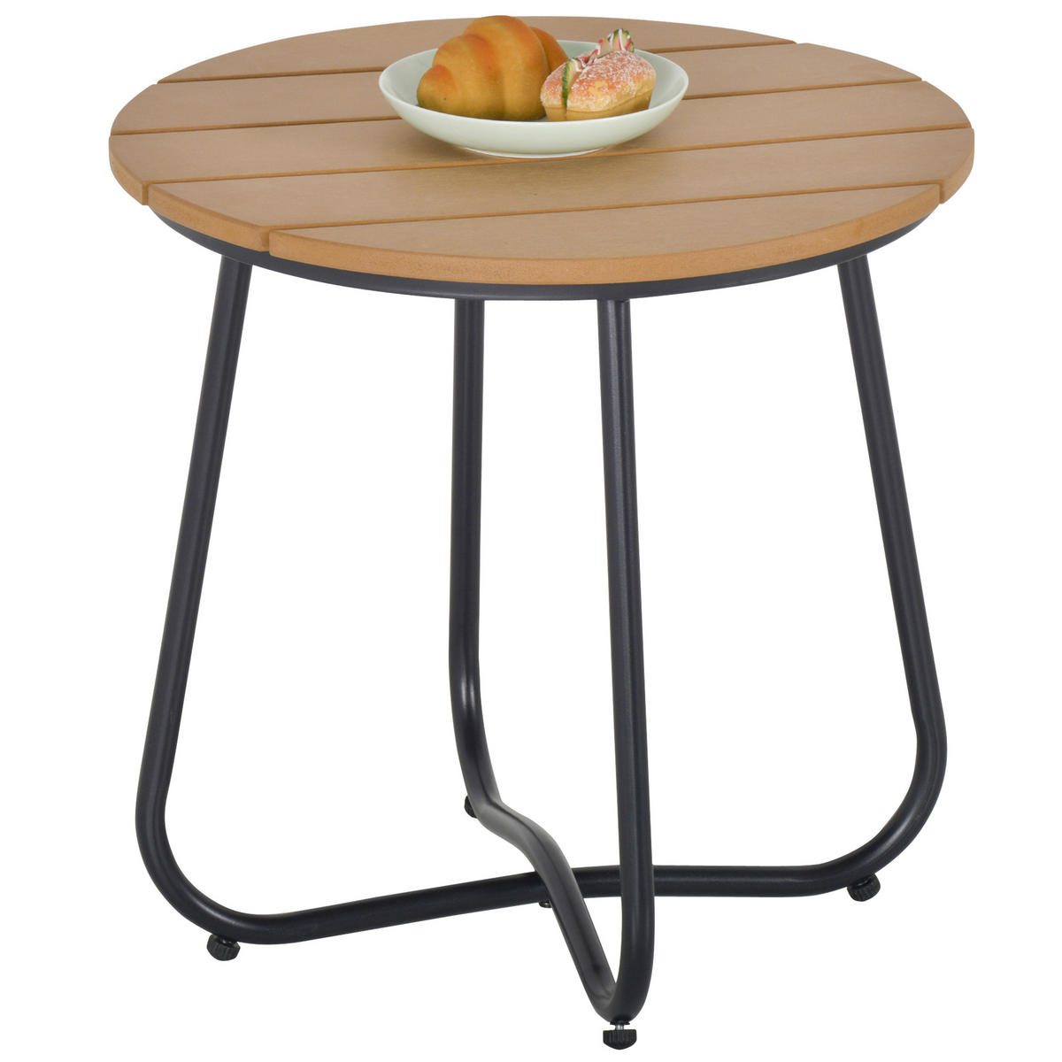 GARTEN BEISTELLTISCH, Braun, Stahl - Braun, Metall (49/49/48cm) - Outsunny