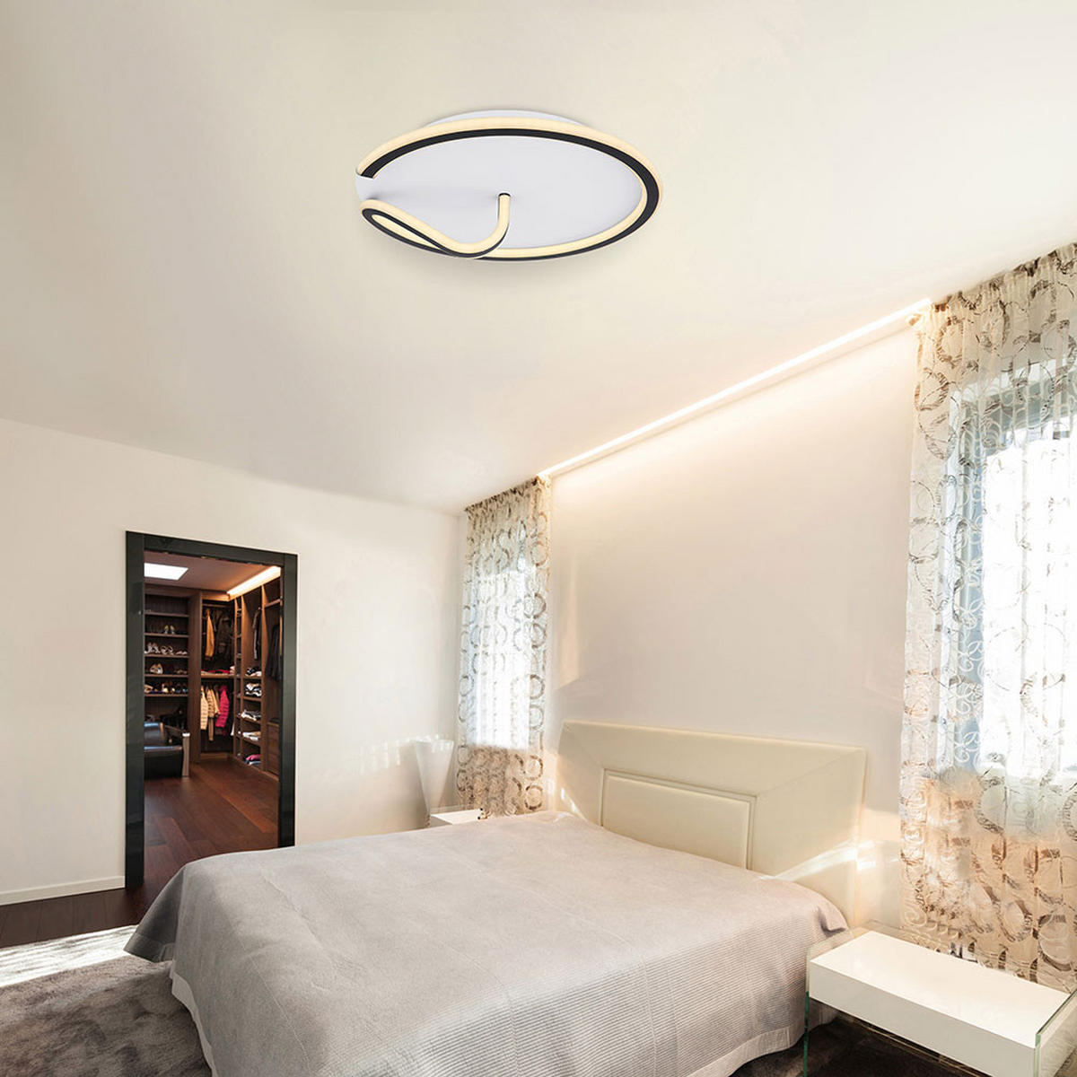 LED DECKENLEUCHTE Metall Schwarz Opal - Schwarz, Metall (41/41/13cm) - Globo Lighting